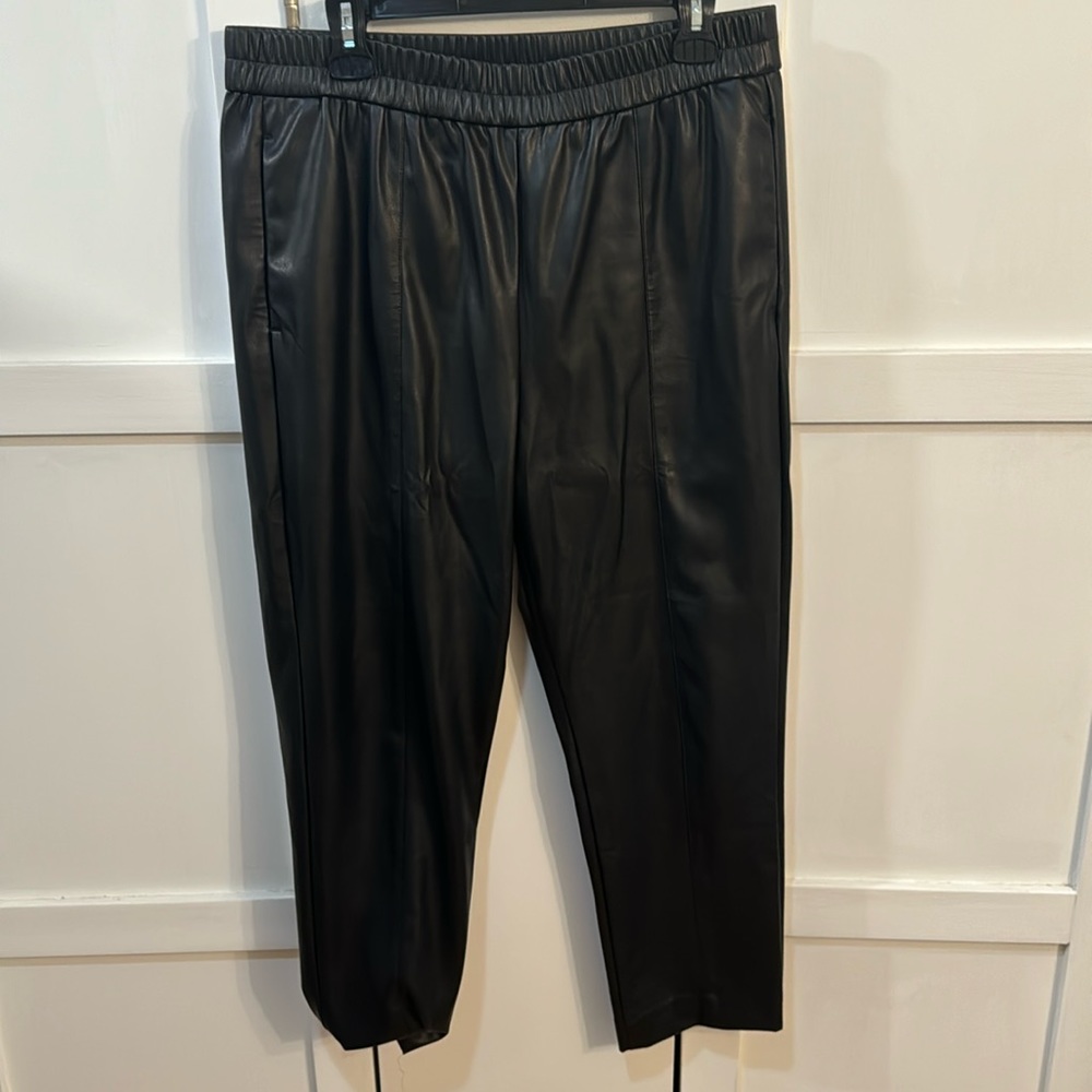 Black Leather Pull-On Trousers